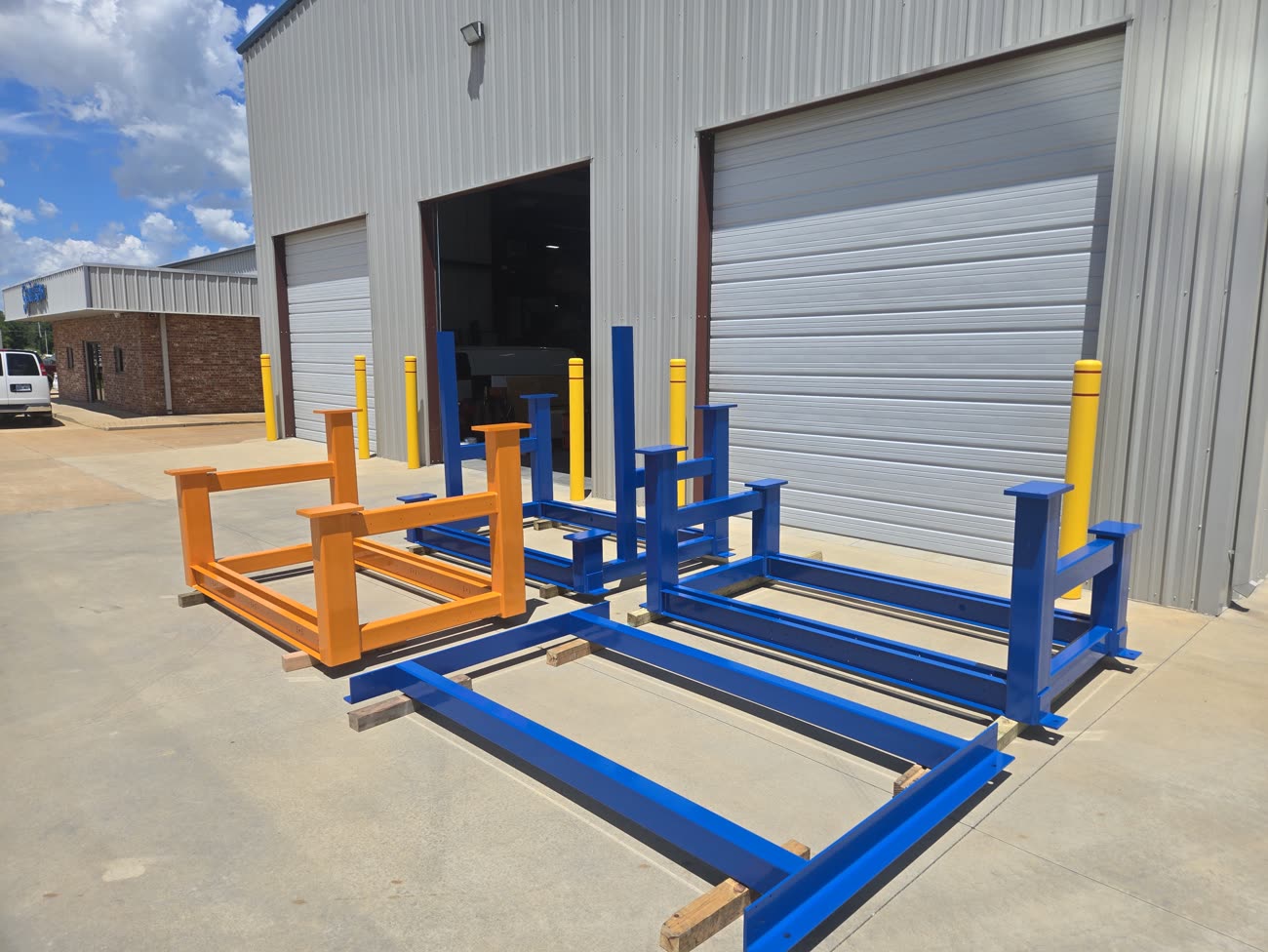 Powder-coated steel material-handling racks