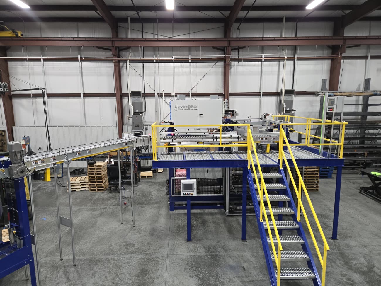 Fabricated structural steel frames on the shop floor