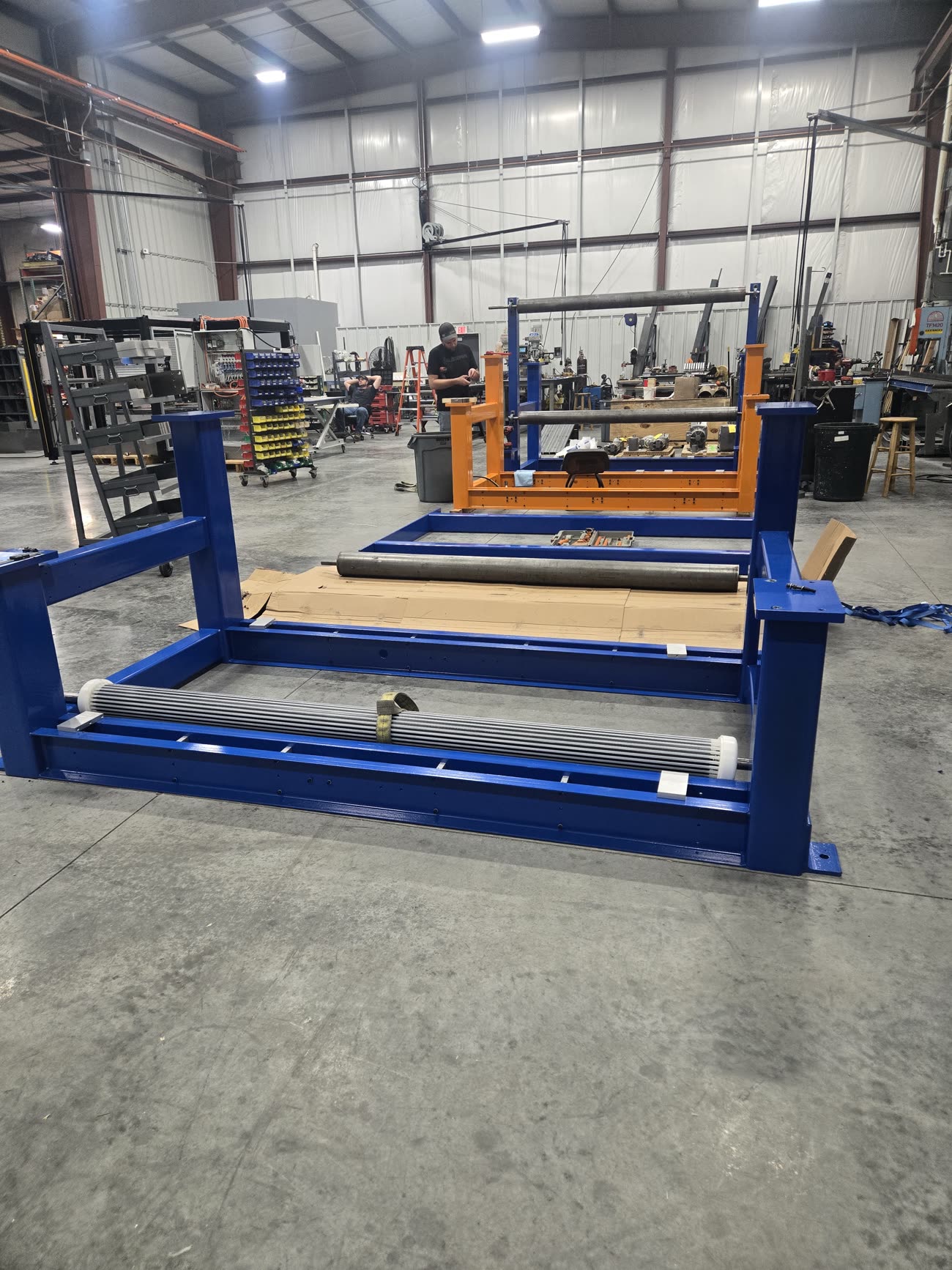 Load-bearing structural steel frame fabricated in-house